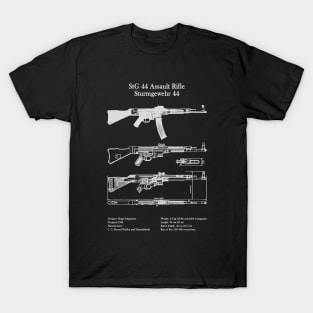 StG 44 Assalt Rifle | World War 2 Weapon Blueprint T-Shirt